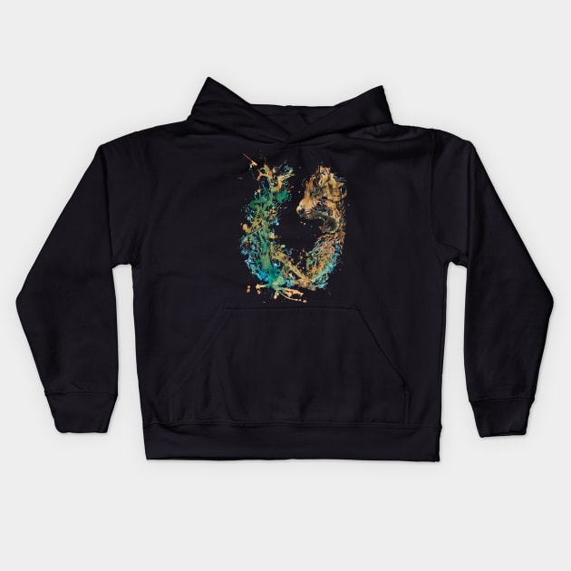 Fire Tiger Art Kids Hoodie by Pixel Poetry